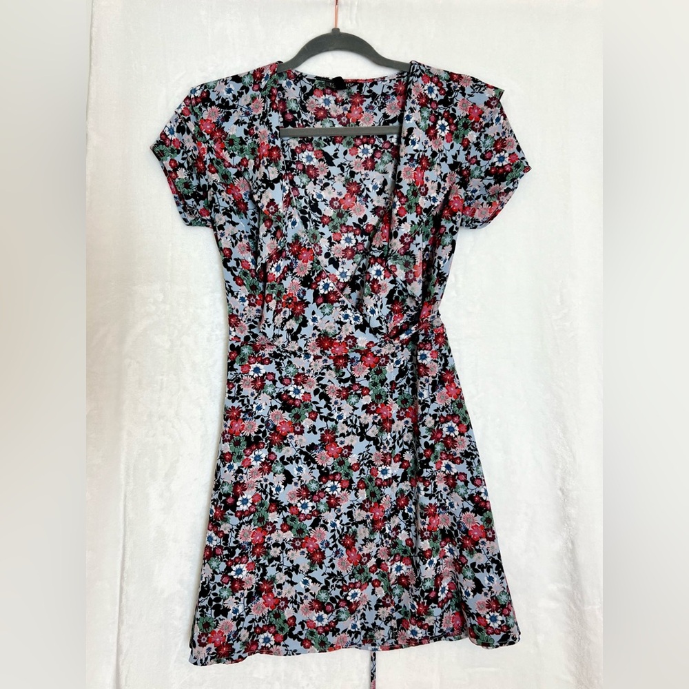 Floral Print Women's Wrap Around Tie Dress